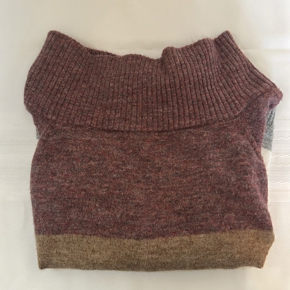 Multi-Color Striped Wide Cowl Neck Sweater - Size Large - Picture 3 of 6